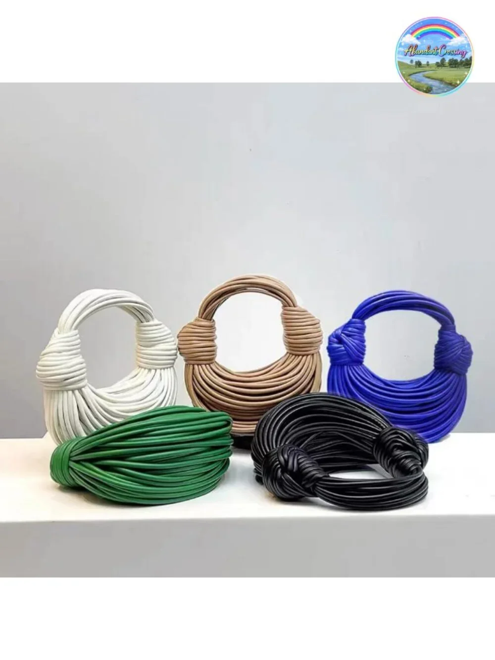 Hand-Woven Bread Clutch Satchel Shoulder Crossbody Bag Vegan Leather Handbag